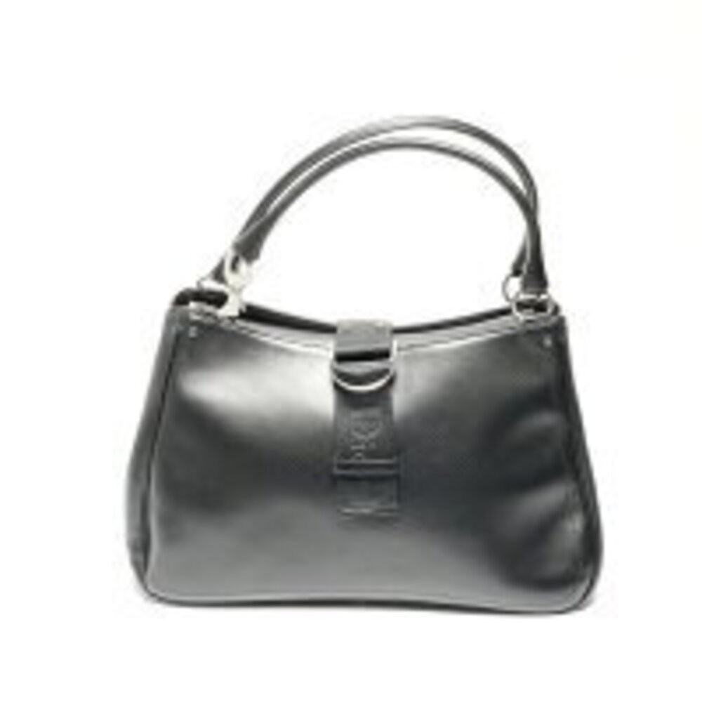 Christian Dior Leather Crystal Handle Handbag Black